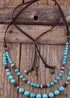 Boho Necklace, RH Precious Natural Stones Links with Leather